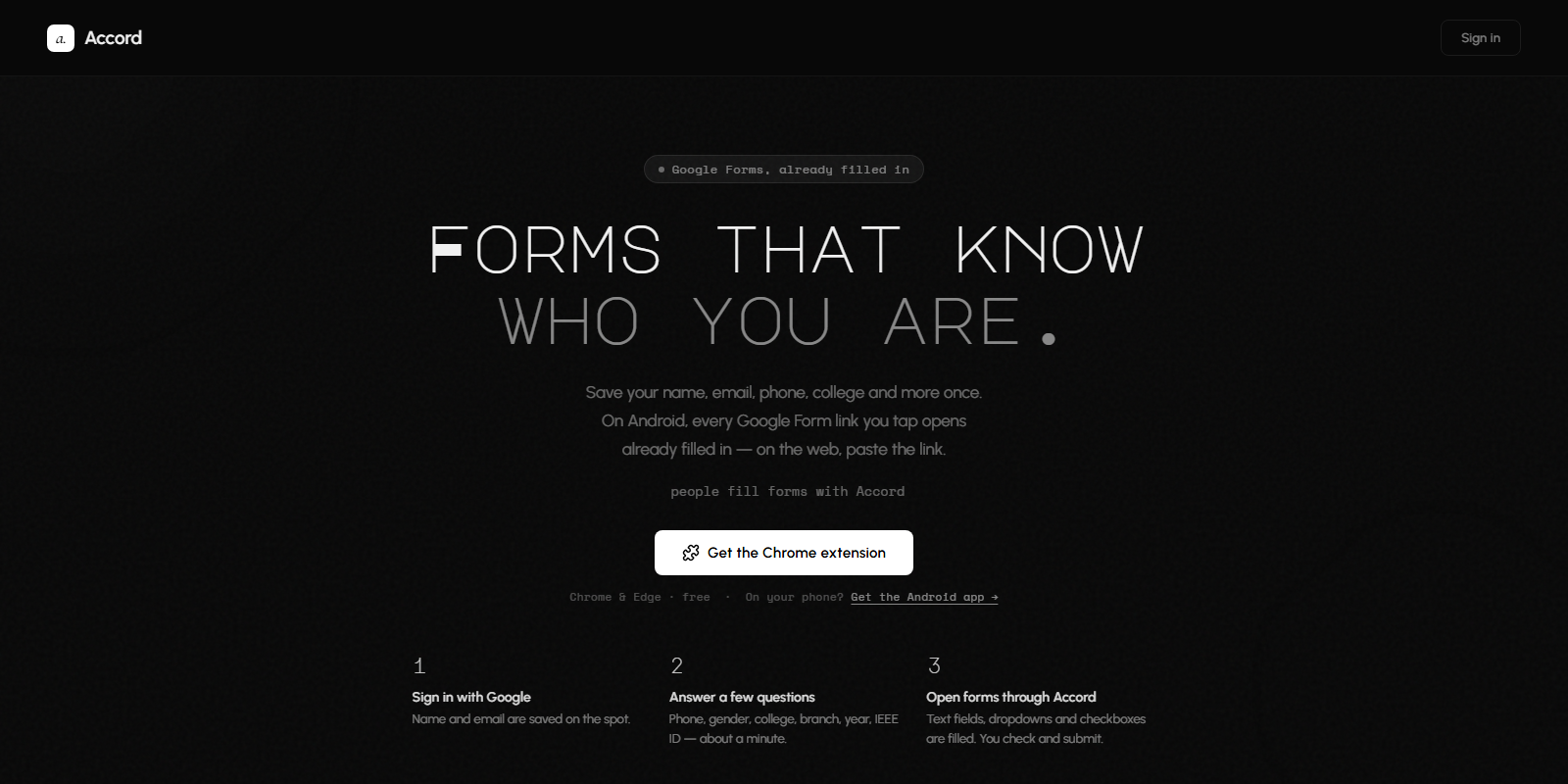 Accord landing page