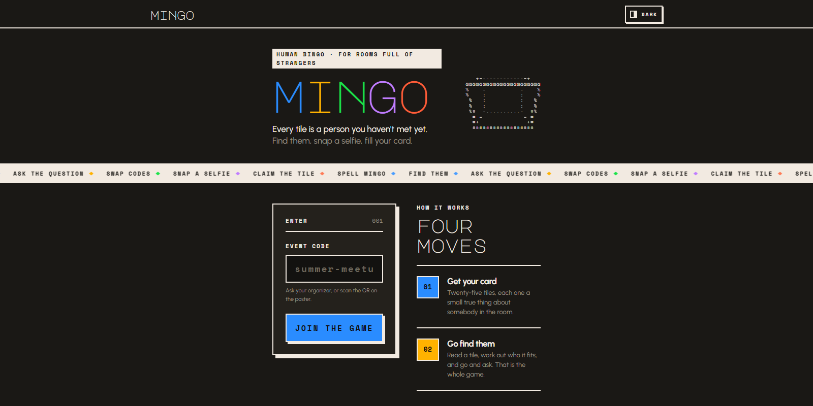 Mingo landing page